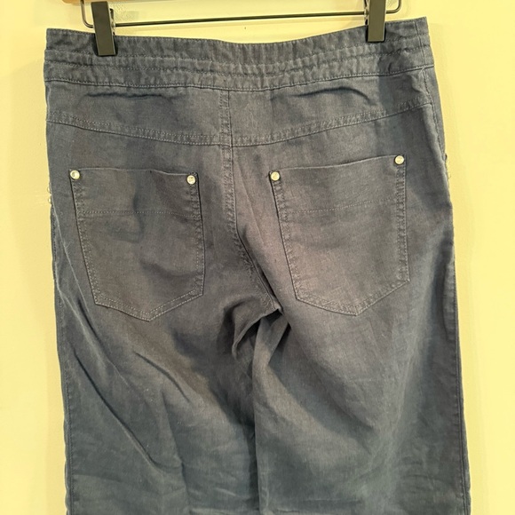 Women’s INC Navy Blue linen Wide-Leg Pants with Drawstring waist size 2 - Picture 4 of 6
